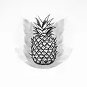 hidden pineapple in feathers tattoo design idea