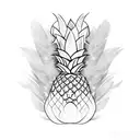 hidden pineapple in feathers tattoo design idea