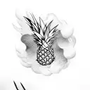 hidden pineapple in feathers tattoo design idea