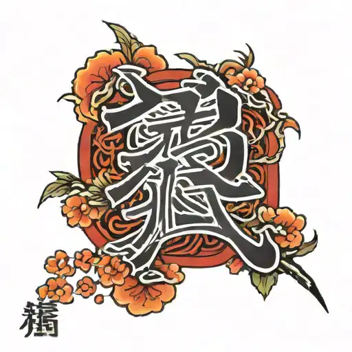 kanji characters " family" words tattoo design idea
