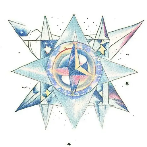 A mystical tarot card featuring a constellation of stars in the background tattoo design idea