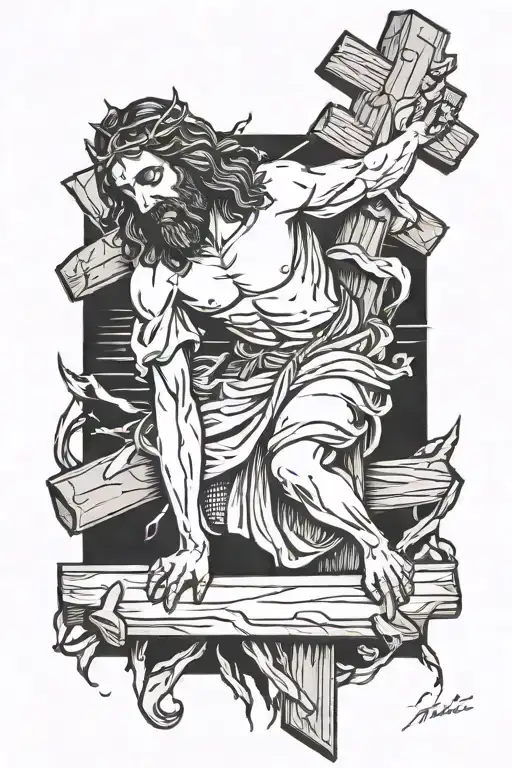 Jesus carrying the cross tattoo design idea