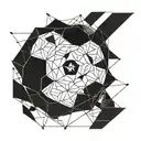 A geometric design inspired by the movement of a soccer ball, with Peñarol's emblem as a focal point tattoo design idea