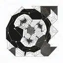A geometric design inspired by the movement of a soccer ball, with Peñarol's emblem as a focal point tattoo design idea