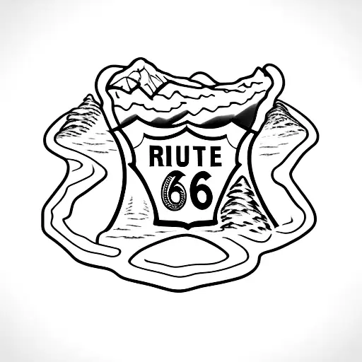 mountain with route 66 sign tattoo design idea