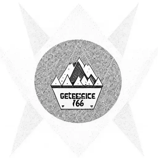 Geometric mountain silhouette with Route 66 sign as a focal point tattoo design idea