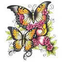 butterflies hearts and vines growing tattoo design idea