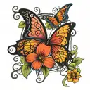 butterflies hearts and vines growing tattoo design idea