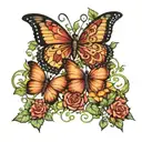 butterflies hearts and vines growing tattoo design idea