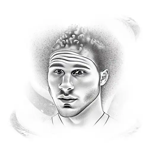 a male curly headed ginger hockey player with the number 19, a black straight haired hockey played with the number 18 tattoo design idea