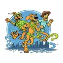 scooby doo gangs running silhouette tattoo design idea