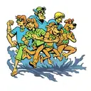 scooby doo gangs running silhouette tattoo design idea