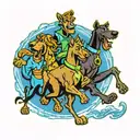 scooby doo gangs running silhouette tattoo design idea