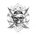 Something with time and a wing that stands for freedom and a skull like a pirate flag tattoo design idea