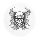 Something with time and a wing that stands for freedom and a skull like a pirate flag tattoo design idea