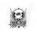 Something with time and a wing that stands for freedom and a skull like a pirate flag tattoo design idea