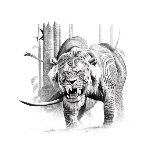 the jungle animals  tattoo design idea