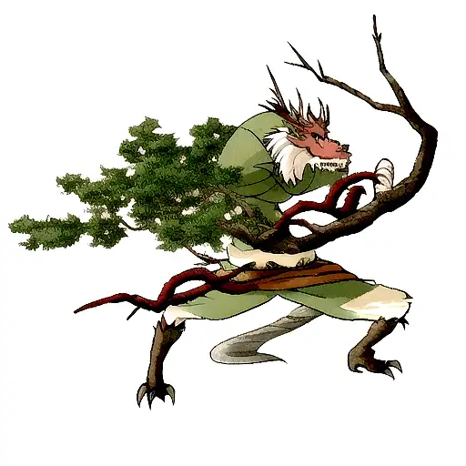 tree branches and dragon tattoo design idea