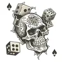 skull and dice tattoo design idea