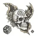 skull and dice tattoo design idea