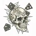 skull and dice tattoo design idea