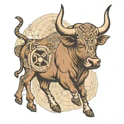 Taurus bull and Africa map tattoo design idea