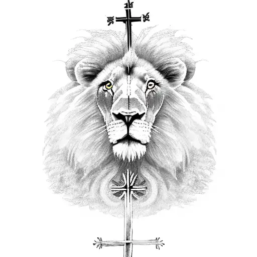 lion lamb Calvary cross  tattoo design idea