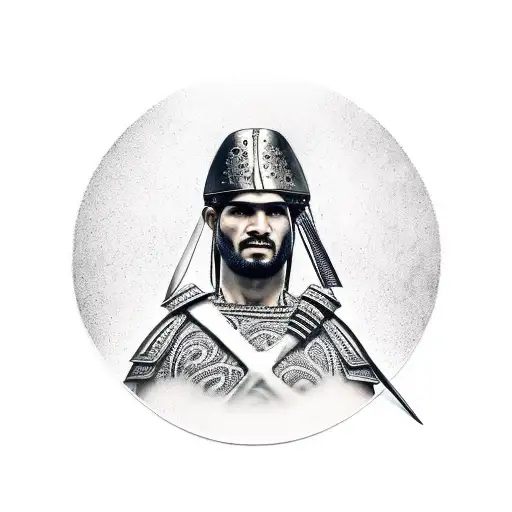 albanian tradition,  warrior with his family beside him tattoo design idea