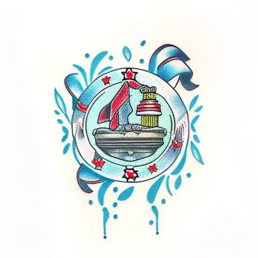 pomegranate and Greek column tattoo design idea