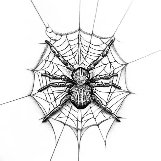 geometric spider web  tattoo design idea