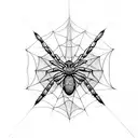 geometric spider web  tattoo design idea