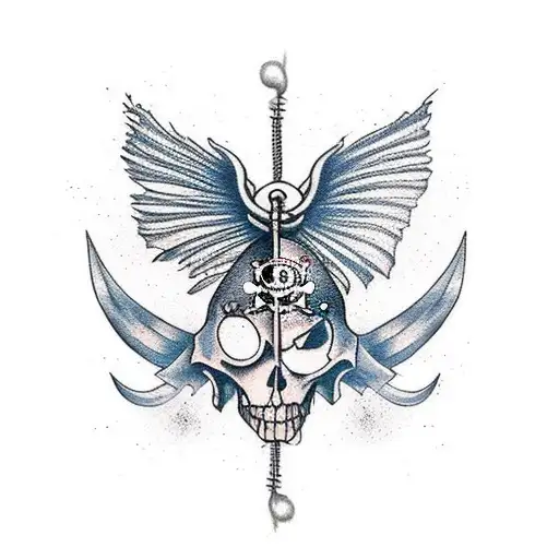 Pirate Ship with Fairy Wings on the sides tattoo design idea