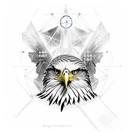 A majestic eagle perched on a quantum symbol tattoo design idea