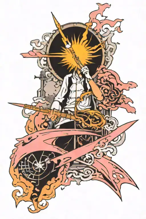 Rengoku Pink Floyd wish you were hear album cover tattoo design idea