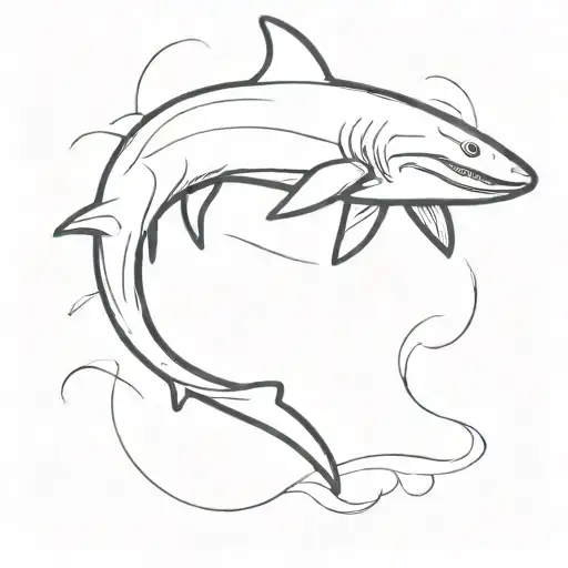 hammerhead shark swimming tattoo design idea