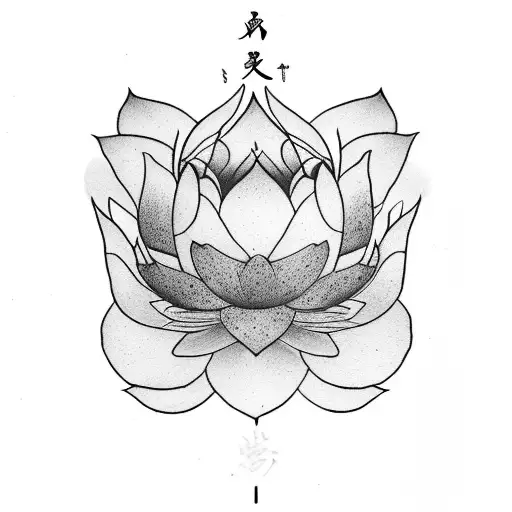 lotus flower with Kanji symbol for "heart" tattoo design idea