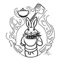 A rabbit cooking a delicious meal tattoo design idea