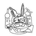 A rabbit cooking a delicious meal tattoo design idea
