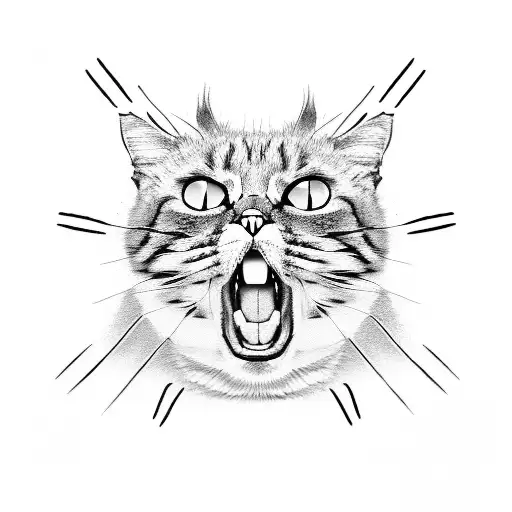 angry cat tattoo design idea