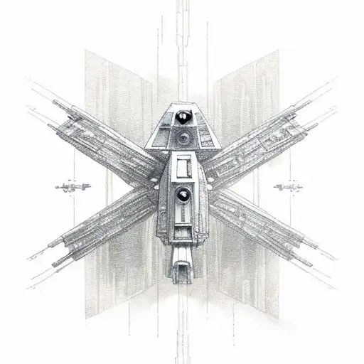 three Star Wars x-wings from above tattoo design idea