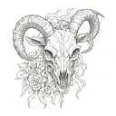 goat skull surrounded tattoo design idea