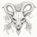 goat skull surrounded tattoo design idea