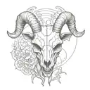 goat skull surrounded tattoo design idea