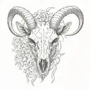 goat skull surrounded tattoo design idea