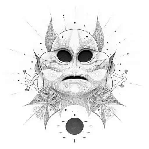 cool sun design with dotted line that look like shadows with no face tattoo design idea