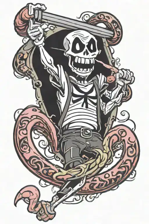 grim from billy and mandy swinging on a colon cancer ribbon tattoo design idea