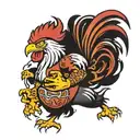 Cartoon South Carolina gamecock roasting a clemson tiger over a fire  tattoo design idea