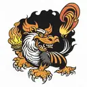 Cartoon South Carolina gamecock roasting a clemson tiger over a fire  tattoo design idea