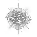 School of Koi fish swimming in a circle with geometric shapes tattoo design idea