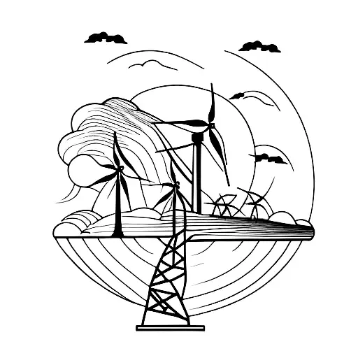 wind turbine tattoo design idea